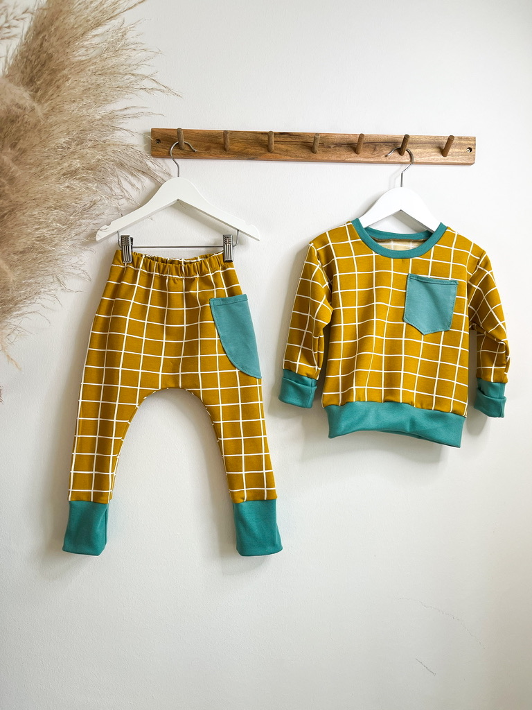 Kariertblamiert Set - Sweater & Slim Harem Pants 